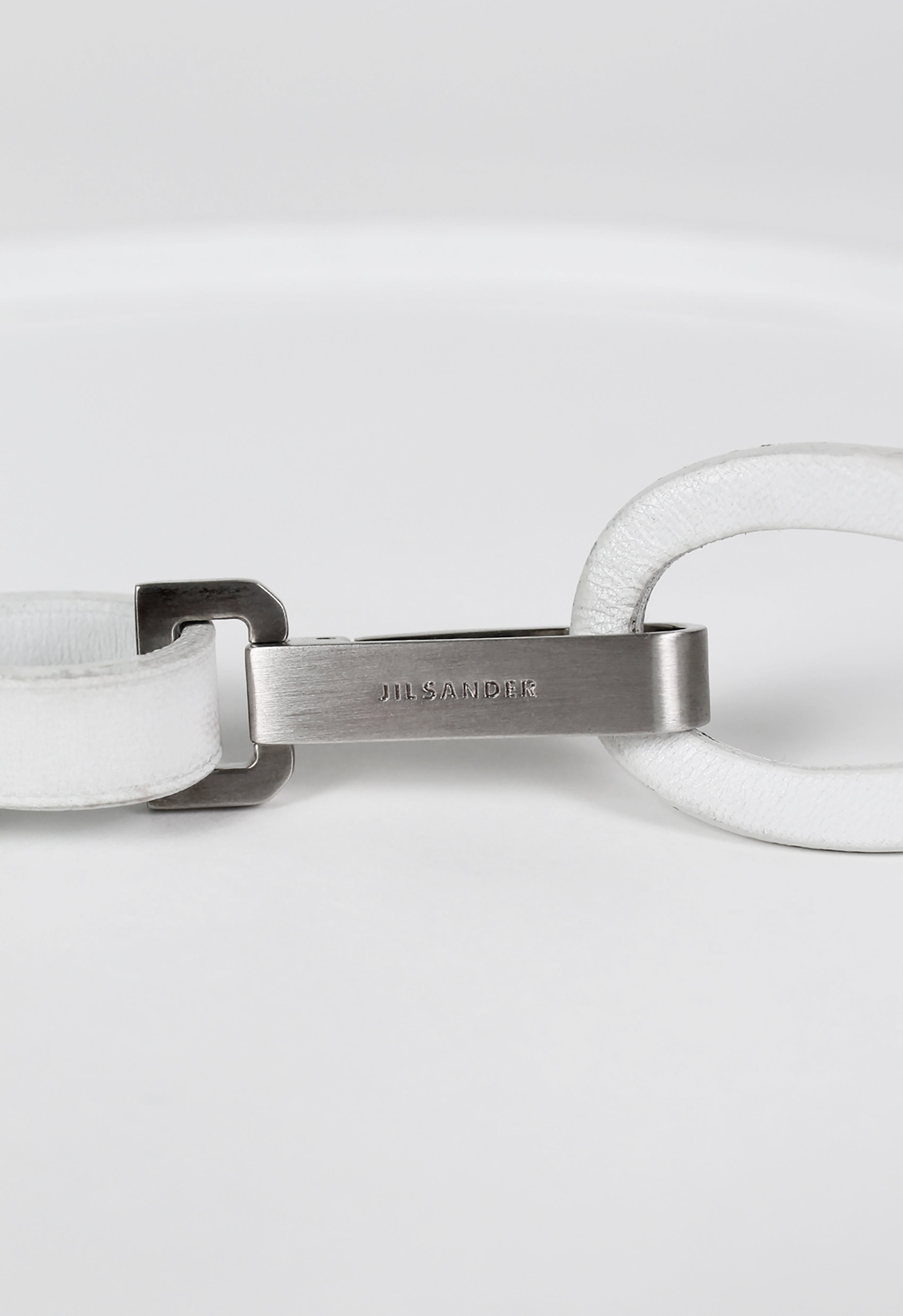 JIL SANDER 2003 WHITE LEATHER LOOP AND CLASP BELT