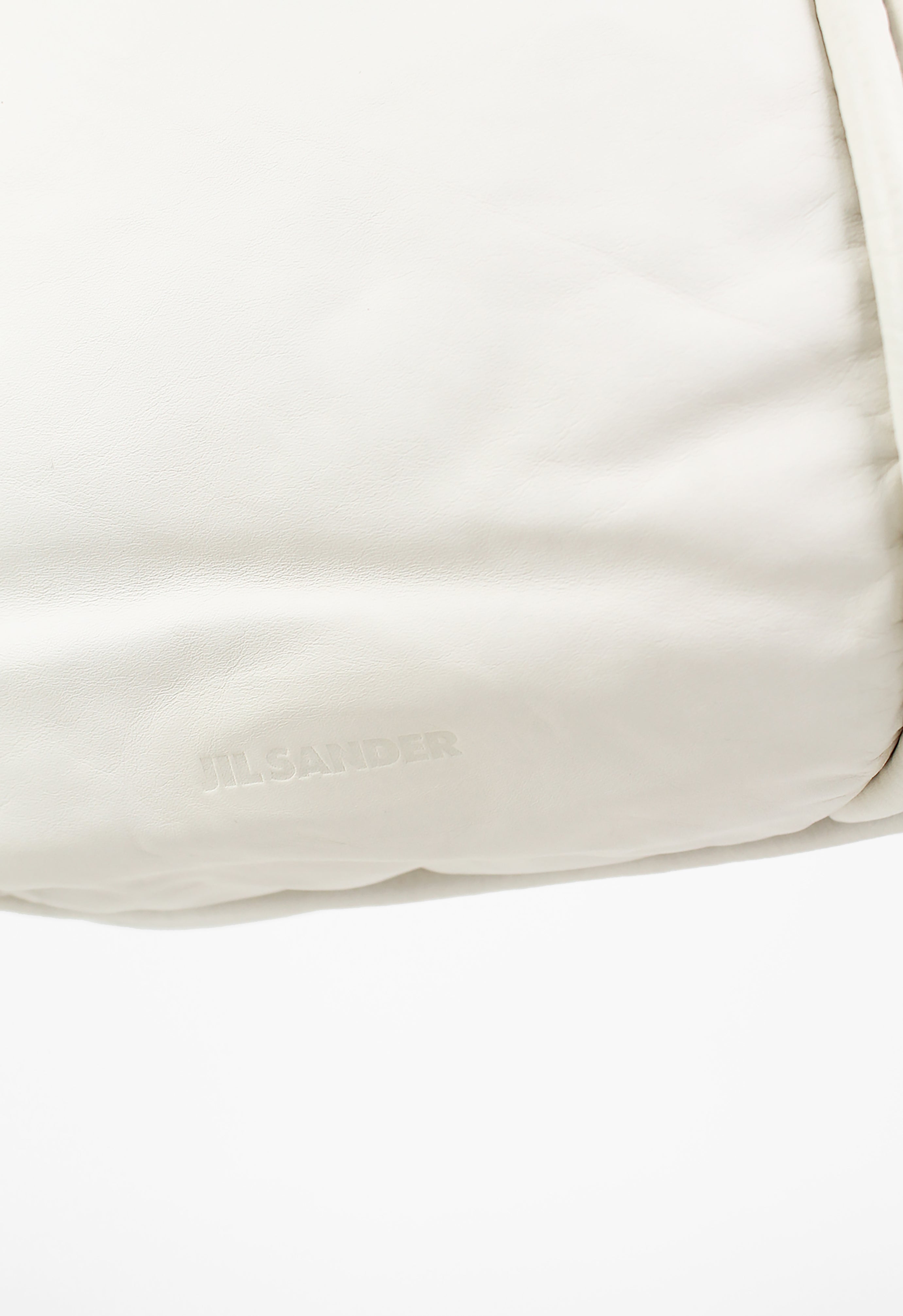 JIL SANDER LARGE CIRCULAR IVORY LEATHER BAG