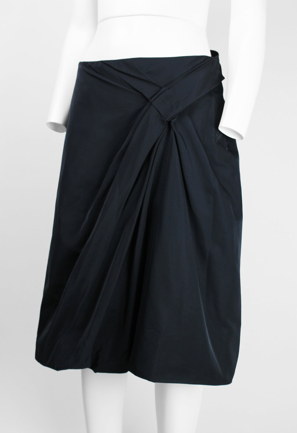 JIL SANDER SILK GATHERED BALLOON SKIRT