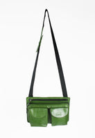 JIL SANDER GREEN LEATHER MULTI-POCKET CROSSBODY BAG