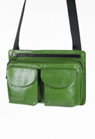 JIL SANDER GREEN LEATHER MULTI-POCKET CROSSBODY BAG