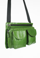 JIL SANDER GREEN LEATHER MULTI-POCKET CROSSBODY BAG