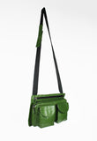 JIL SANDER GREEN LEATHER MULTI-POCKET CROSSBODY BAG