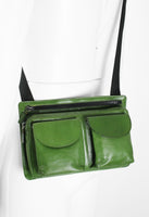 JIL SANDER GREEN LEATHER MULTI-POCKET CROSSBODY BAG