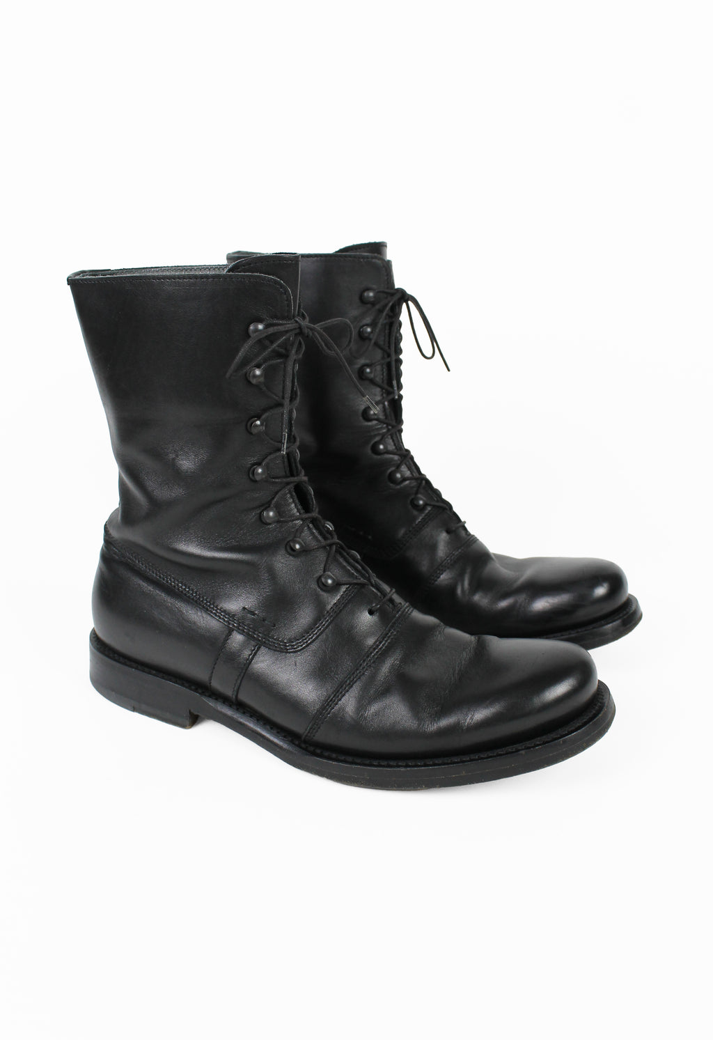 JIL SANDER LACE UP LEATHER COMBAT BOOTS