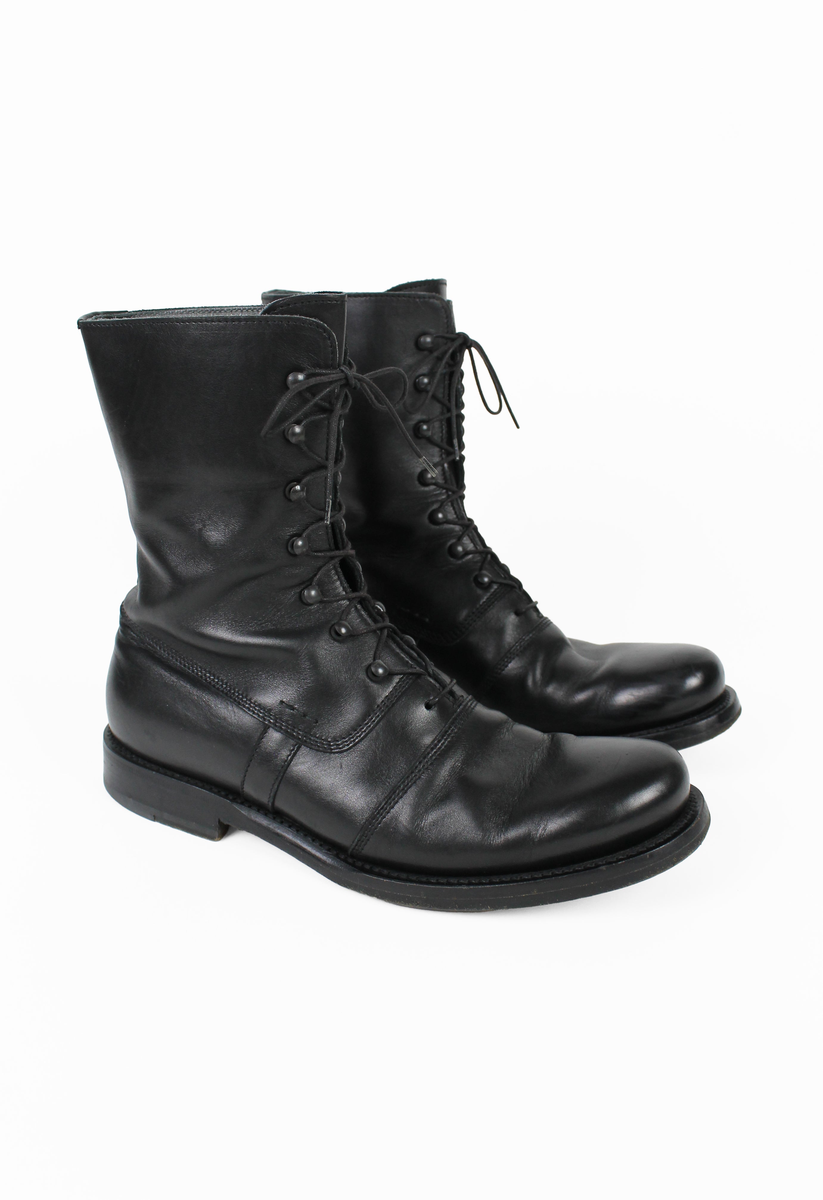 JIL SANDER LACE UP LEATHER COMBAT BOOTS