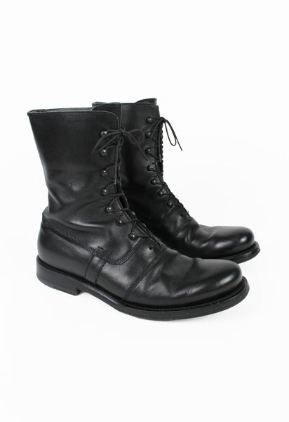 JIL SANDER LACE UP LEATHER COMBAT BOOTS