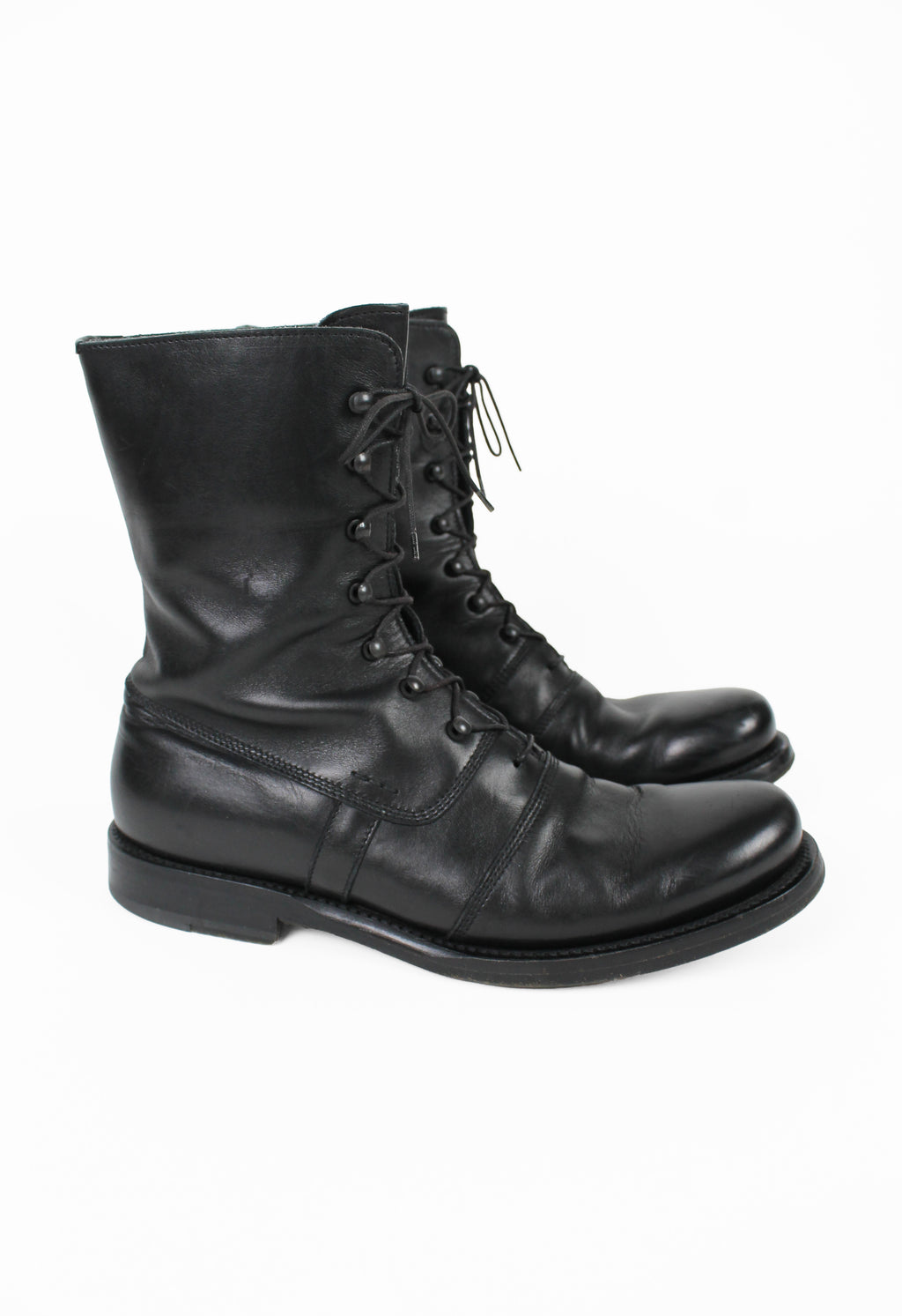 JIL SANDER LACE UP LEATHER COMBAT BOOTS