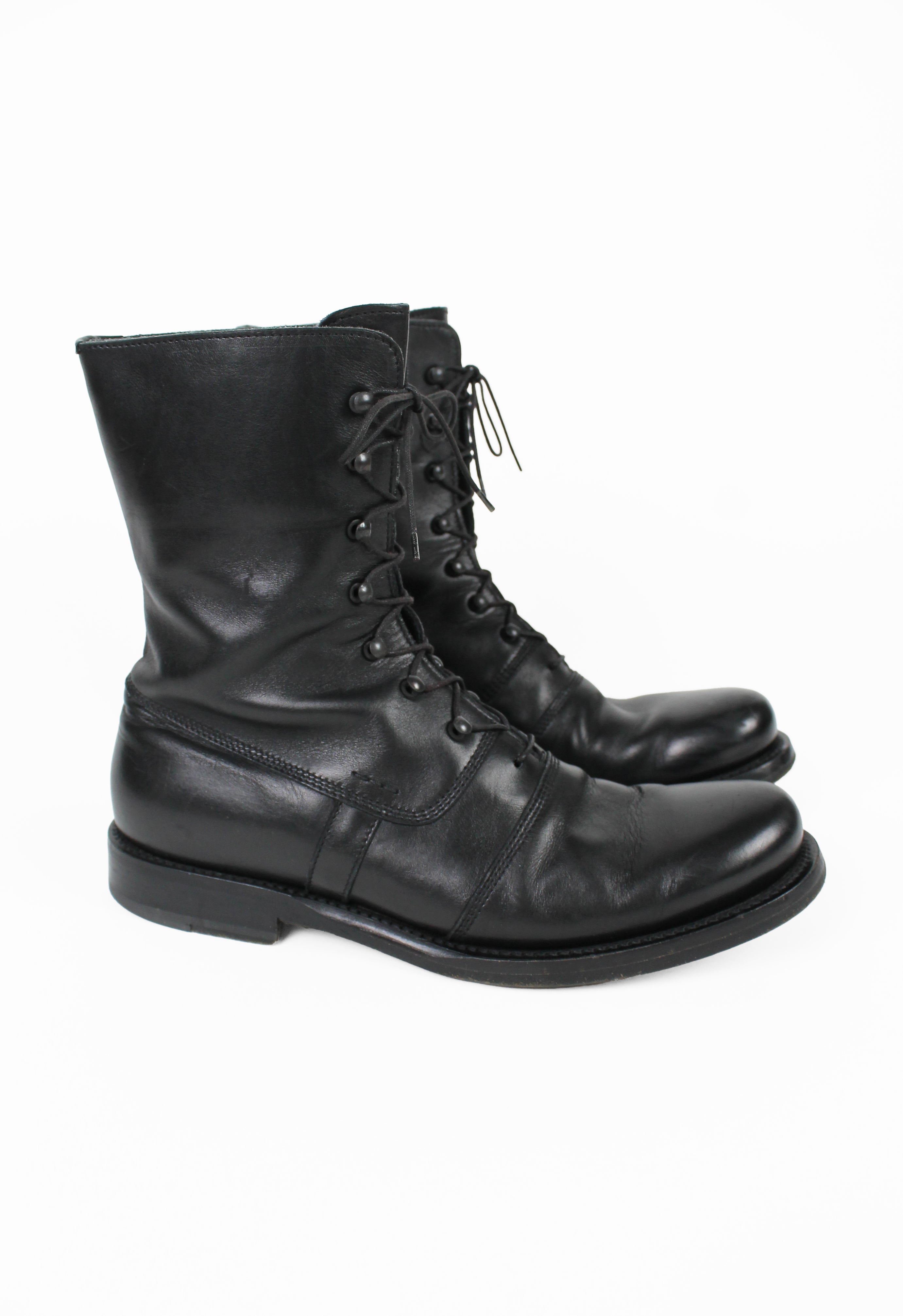 JIL SANDER LACE UP LEATHER COMBAT BOOTS