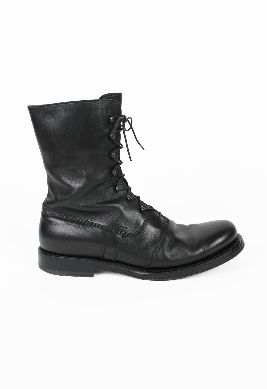 JIL SANDER LACE UP LEATHER COMBAT BOOTS