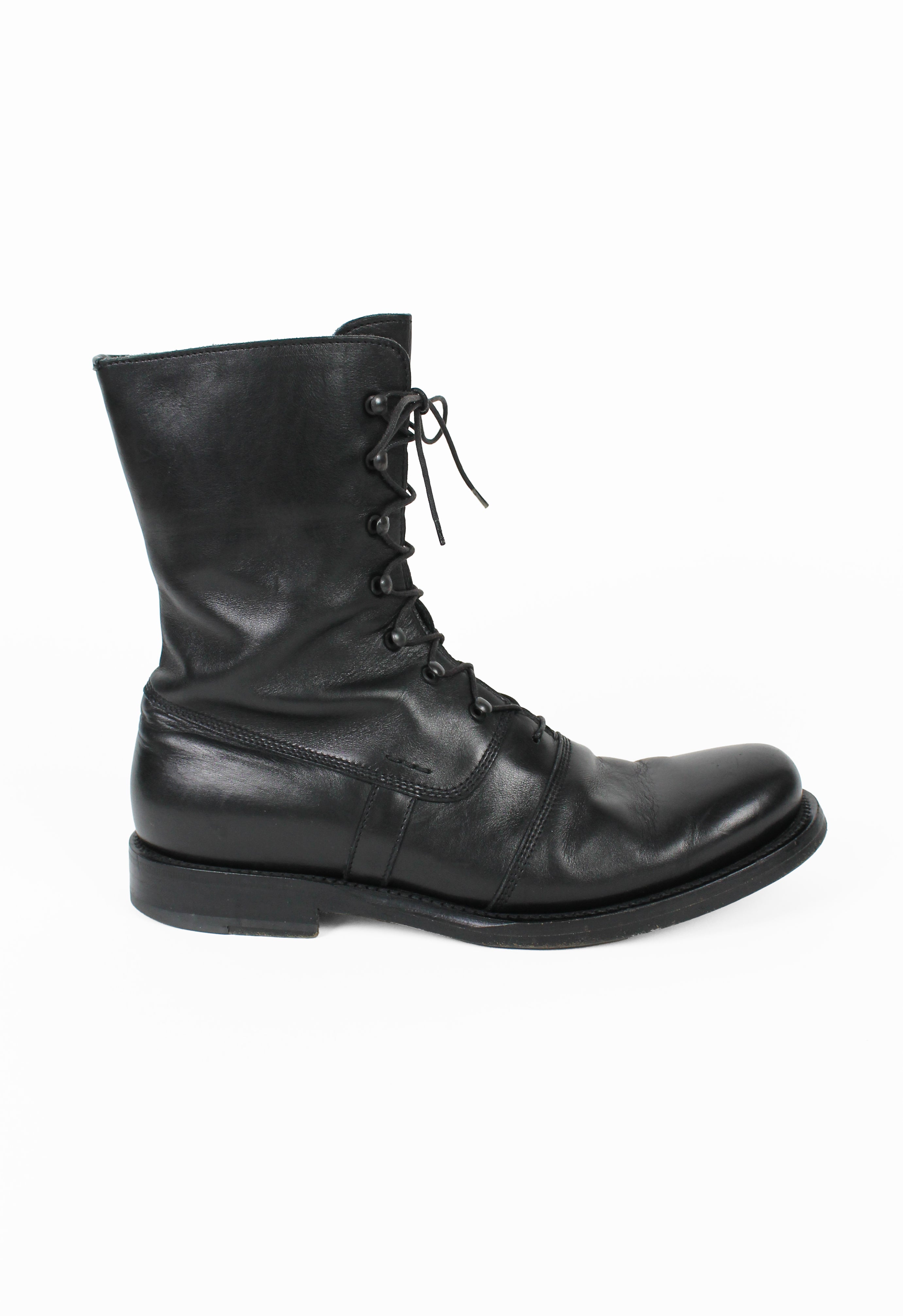 JIL SANDER LACE UP LEATHER COMBAT BOOTS
