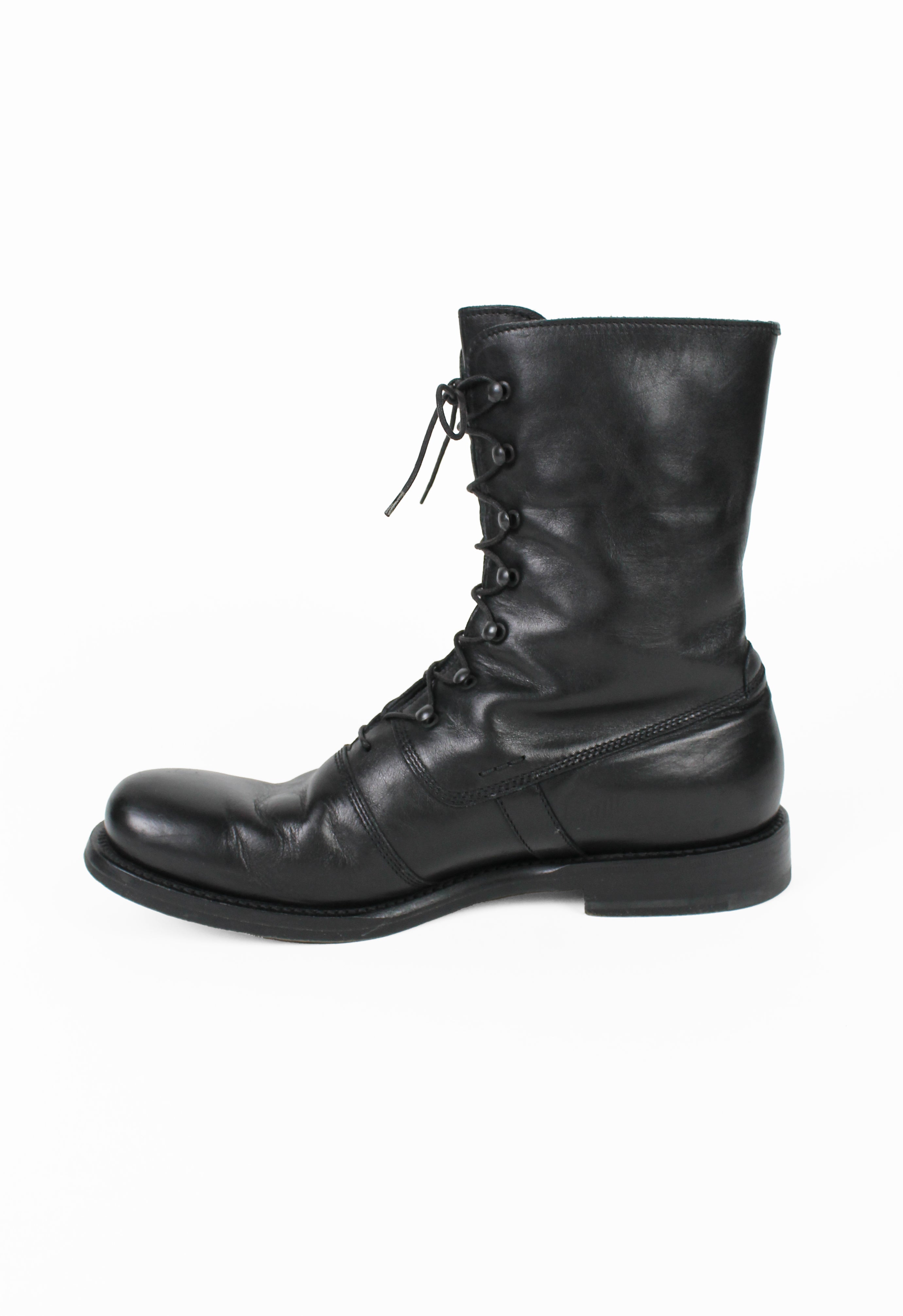 JIL SANDER LACE UP LEATHER COMBAT BOOTS