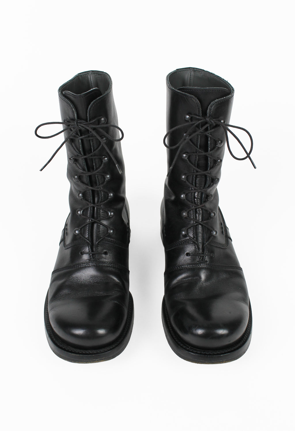 JIL SANDER LACE UP LEATHER COMBAT BOOTS