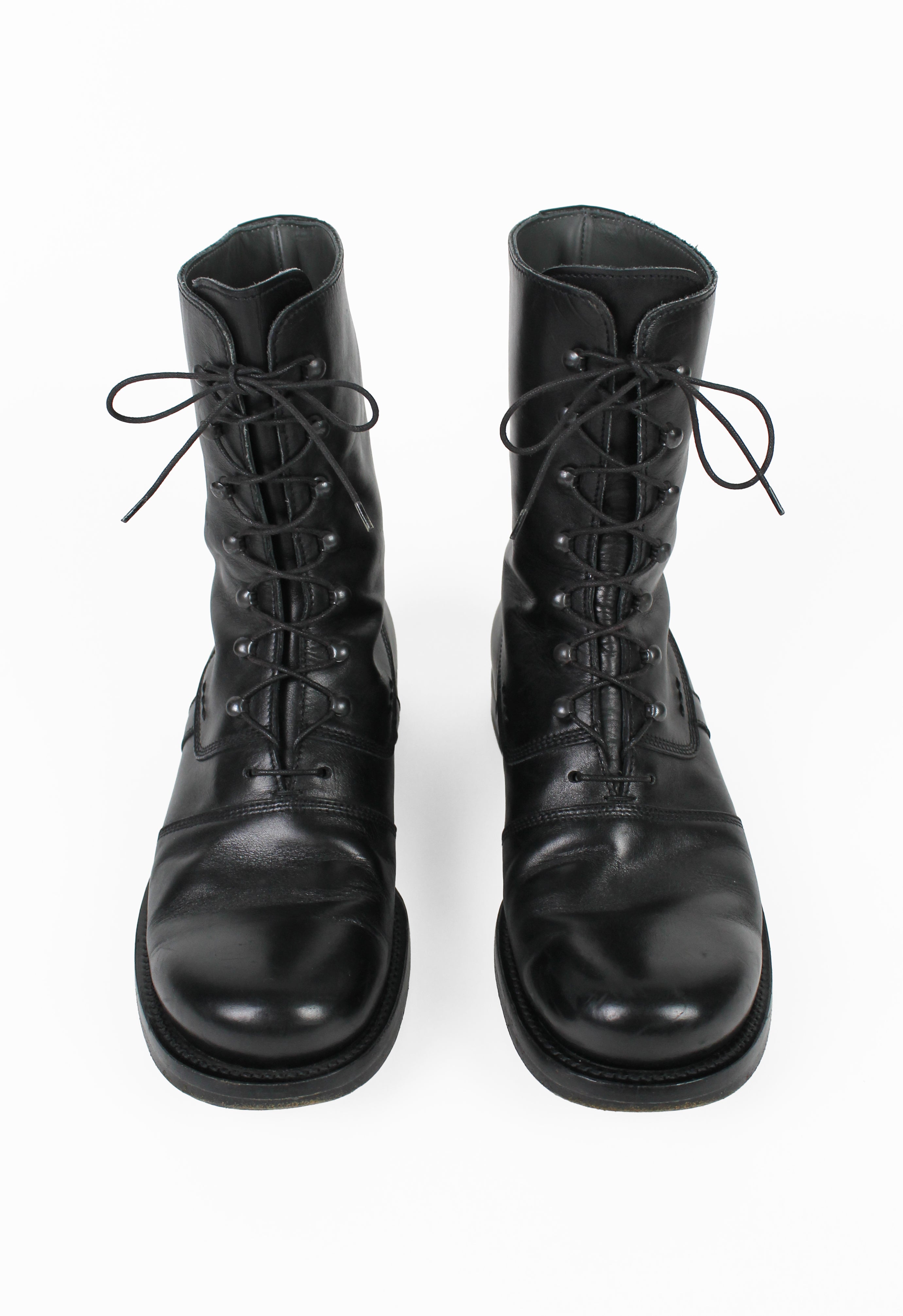 JIL SANDER LACE UP LEATHER COMBAT BOOTS
