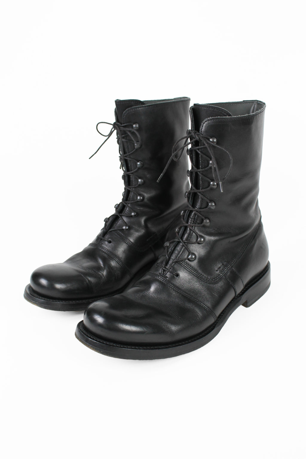 JIL SANDER LACE UP LEATHER COMBAT BOOTS