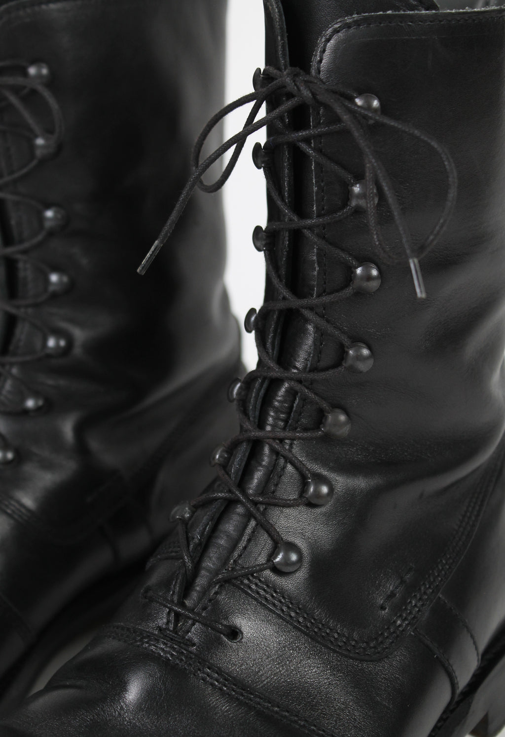 JIL SANDER LACE UP LEATHER COMBAT BOOTS