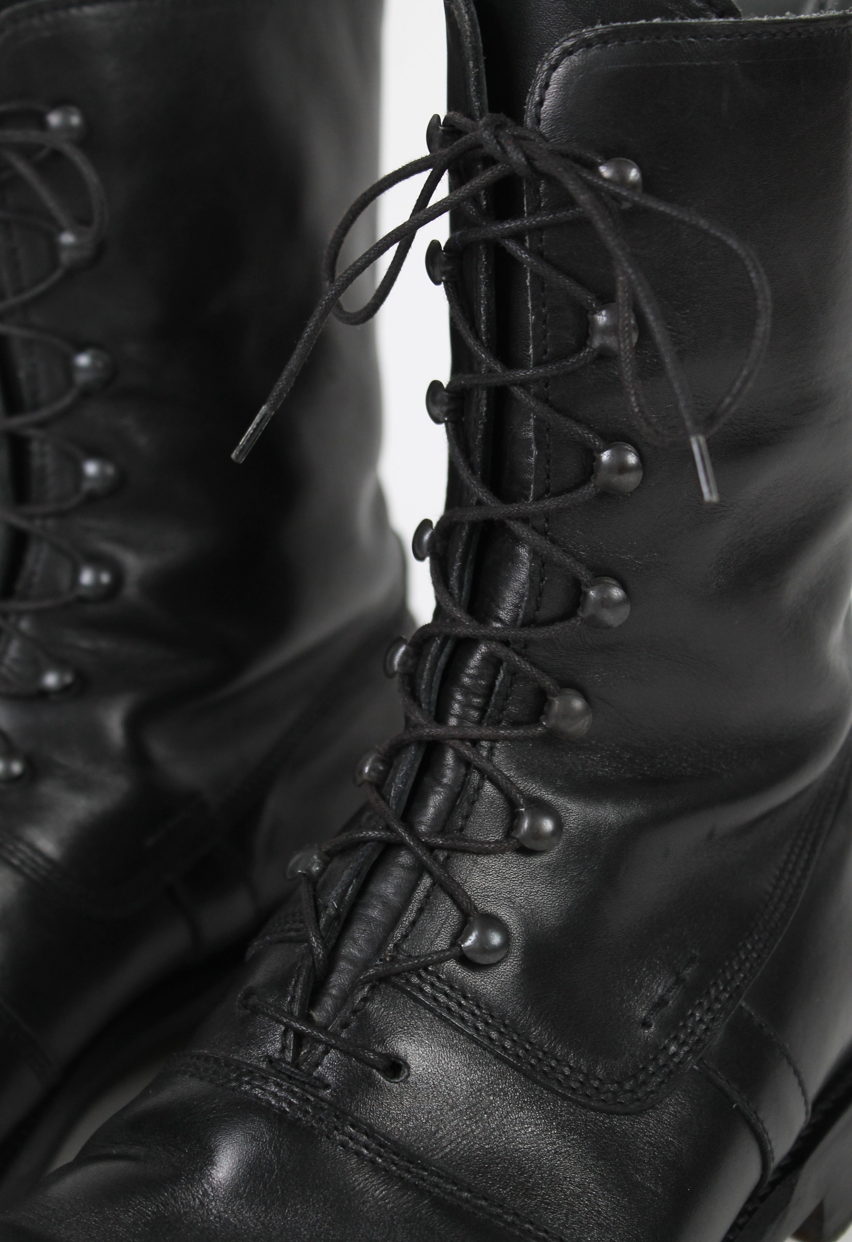 JIL SANDER LACE UP LEATHER COMBAT BOOTS