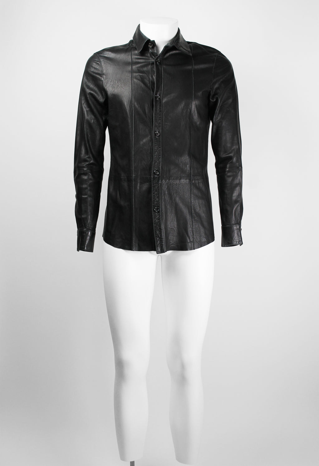 JIL SANDER BLACK LEATHER SHIRT