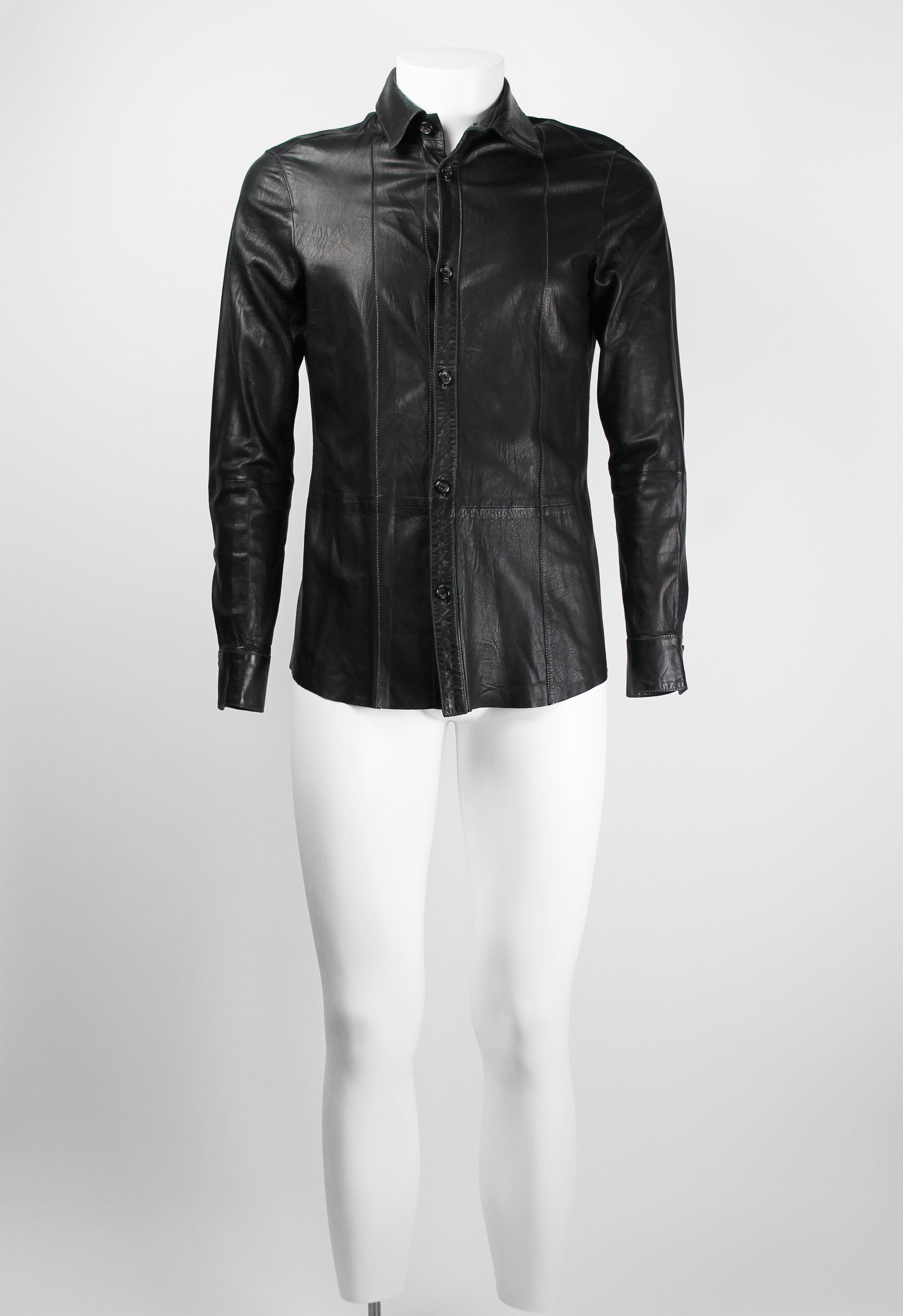JIL SANDER BLACK LEATHER SHIRT