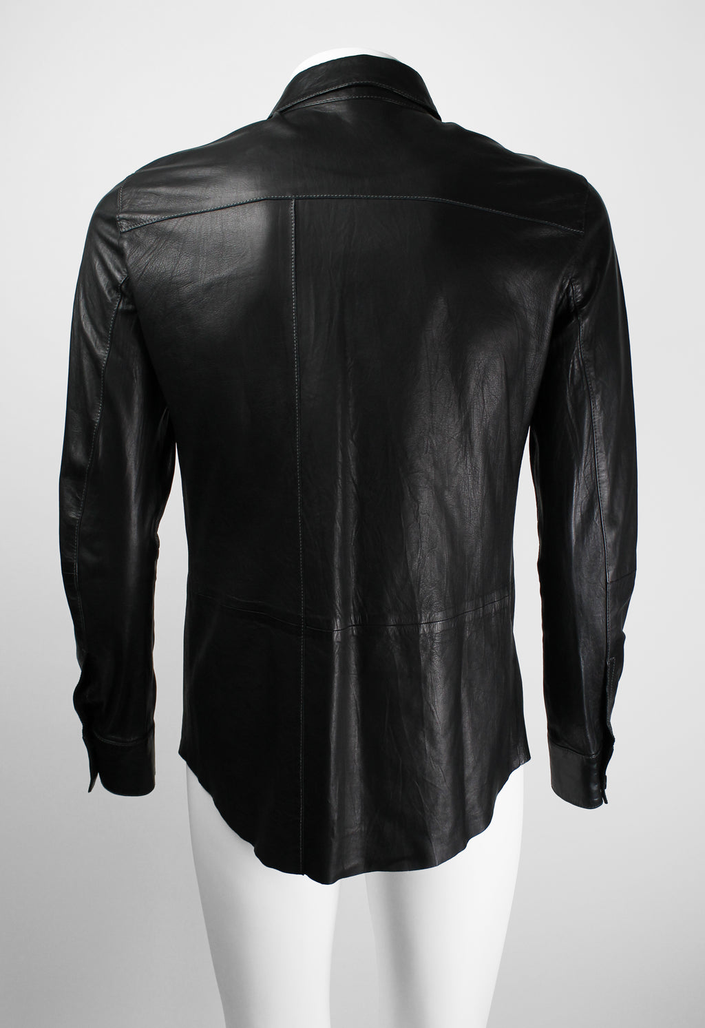 JIL SANDER BLACK LEATHER SHIRT