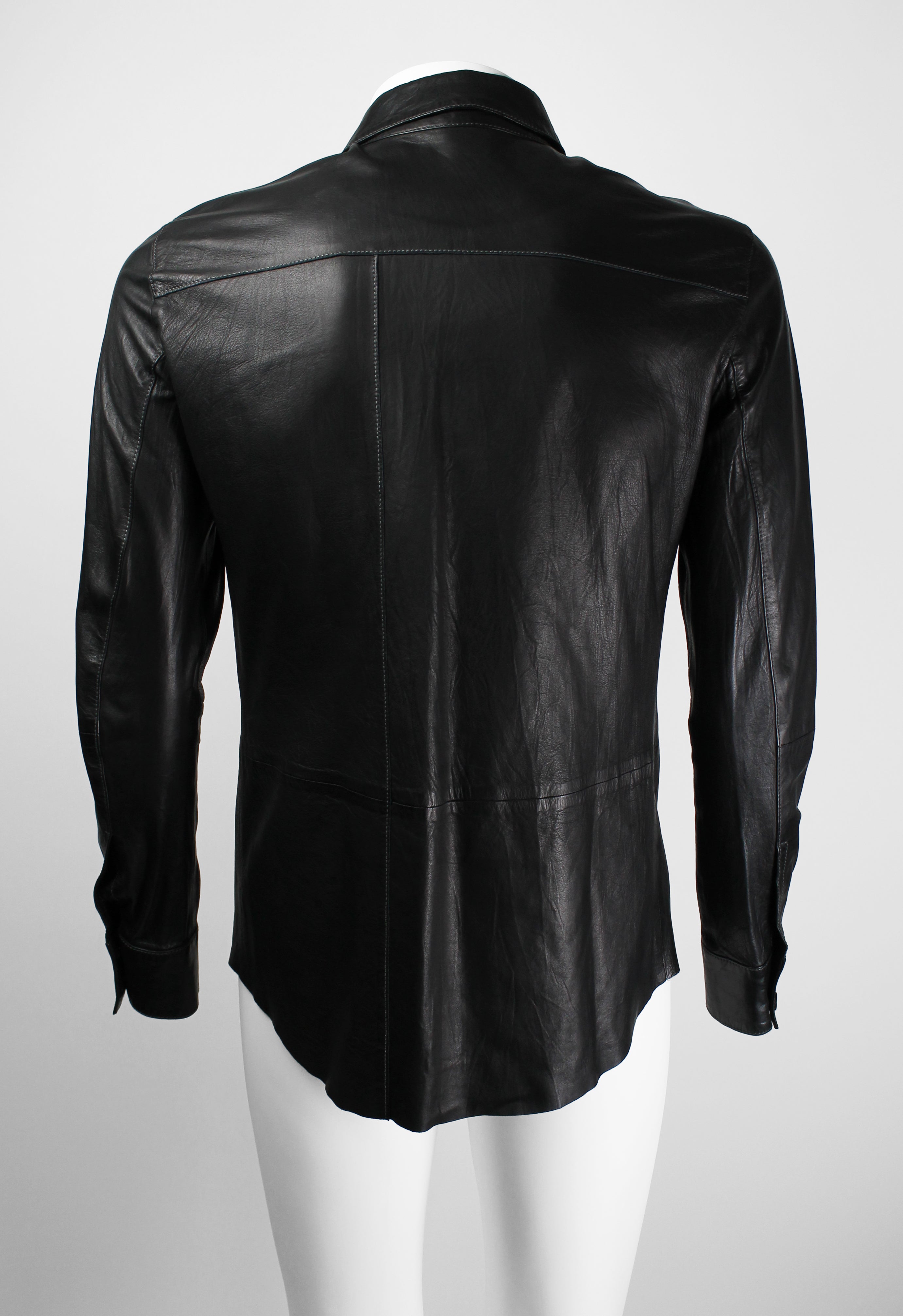JIL SANDER BLACK LEATHER SHIRT