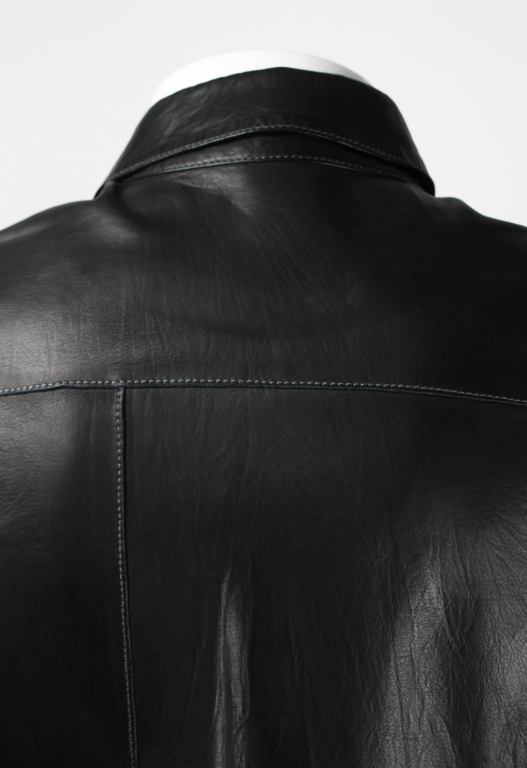 JIL SANDER BLACK LEATHER SHIRT
