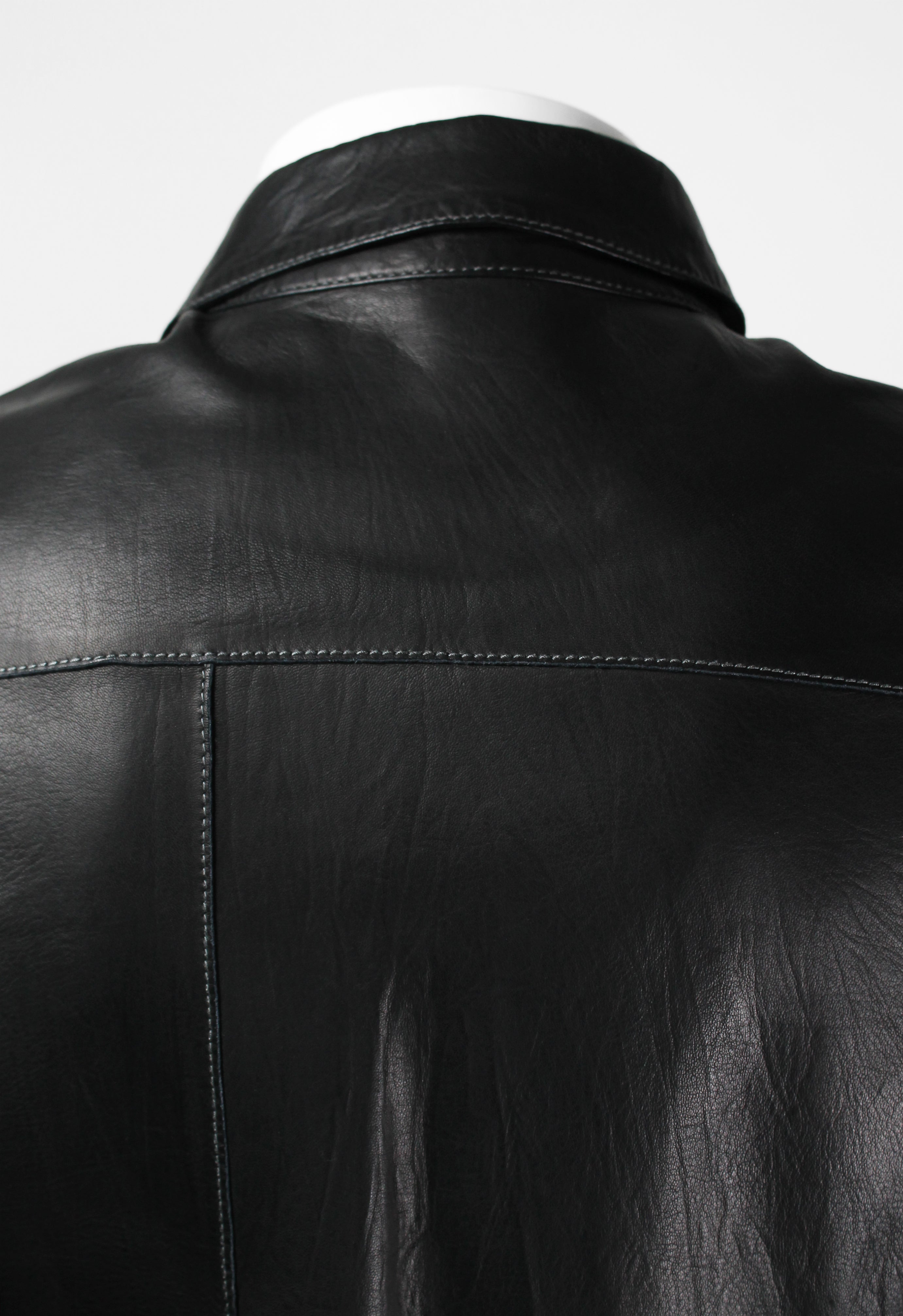 JIL SANDER BLACK LEATHER SHIRT