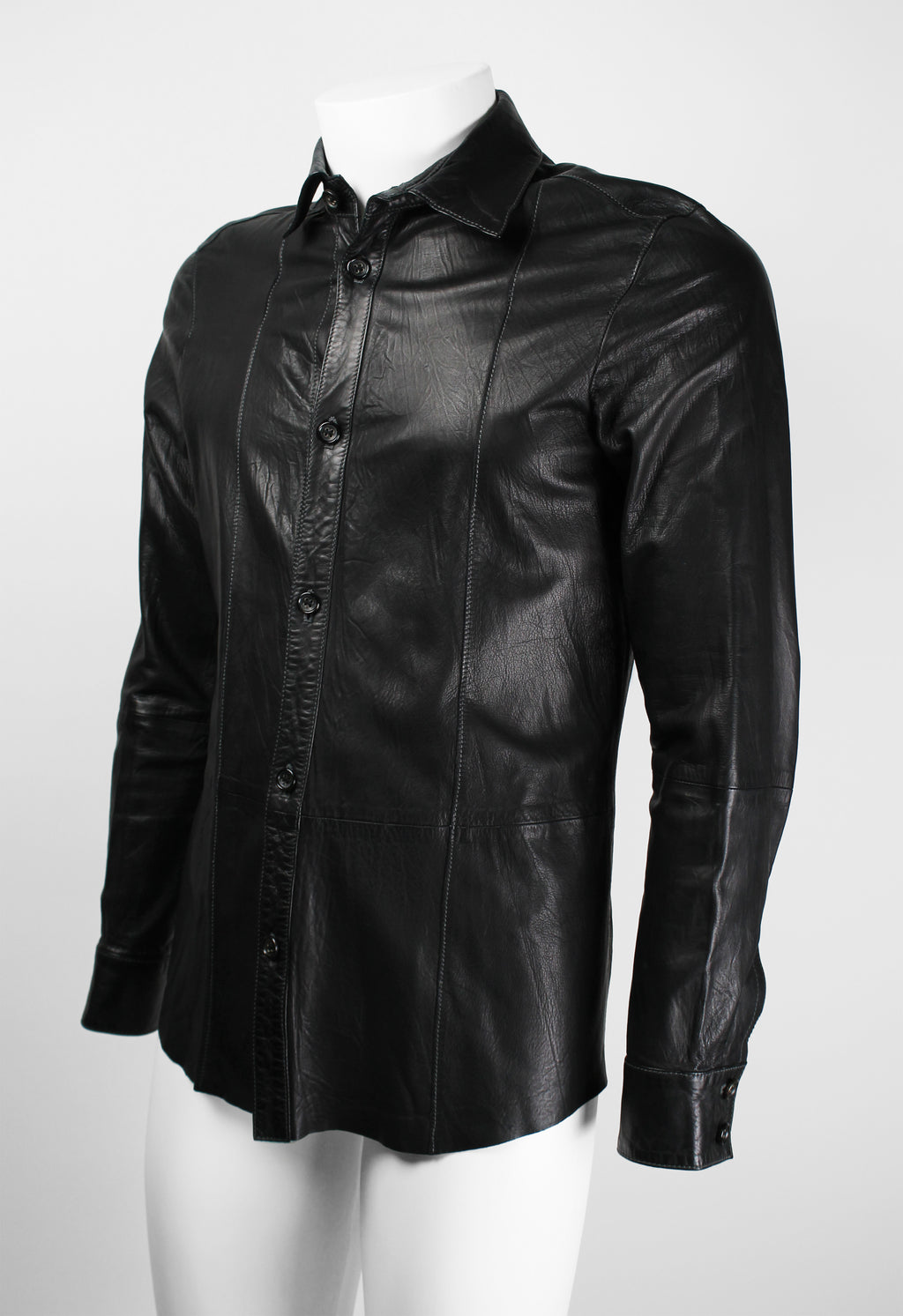 JIL SANDER BLACK LEATHER SHIRT