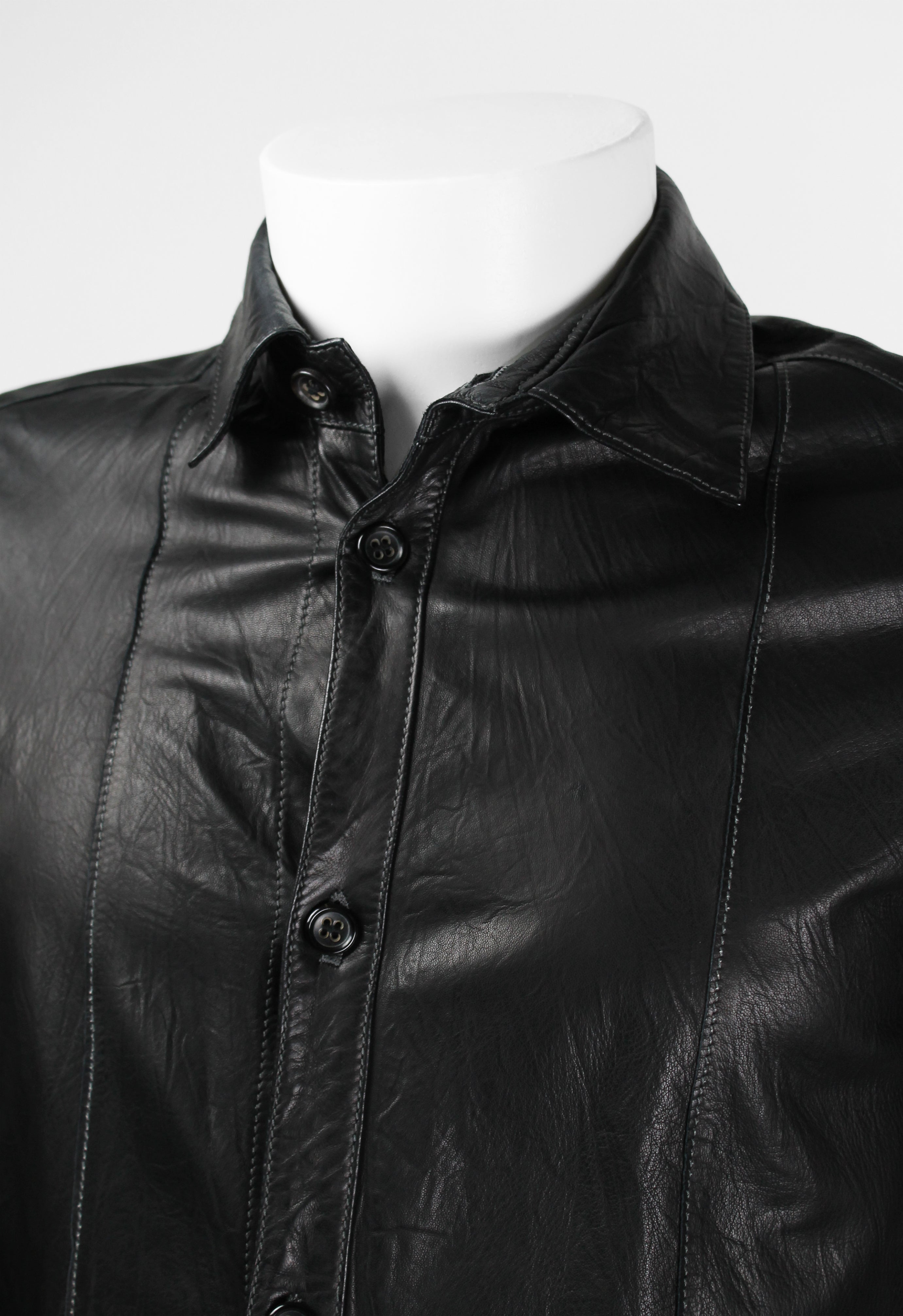 JIL SANDER BLACK LEATHER SHIRT