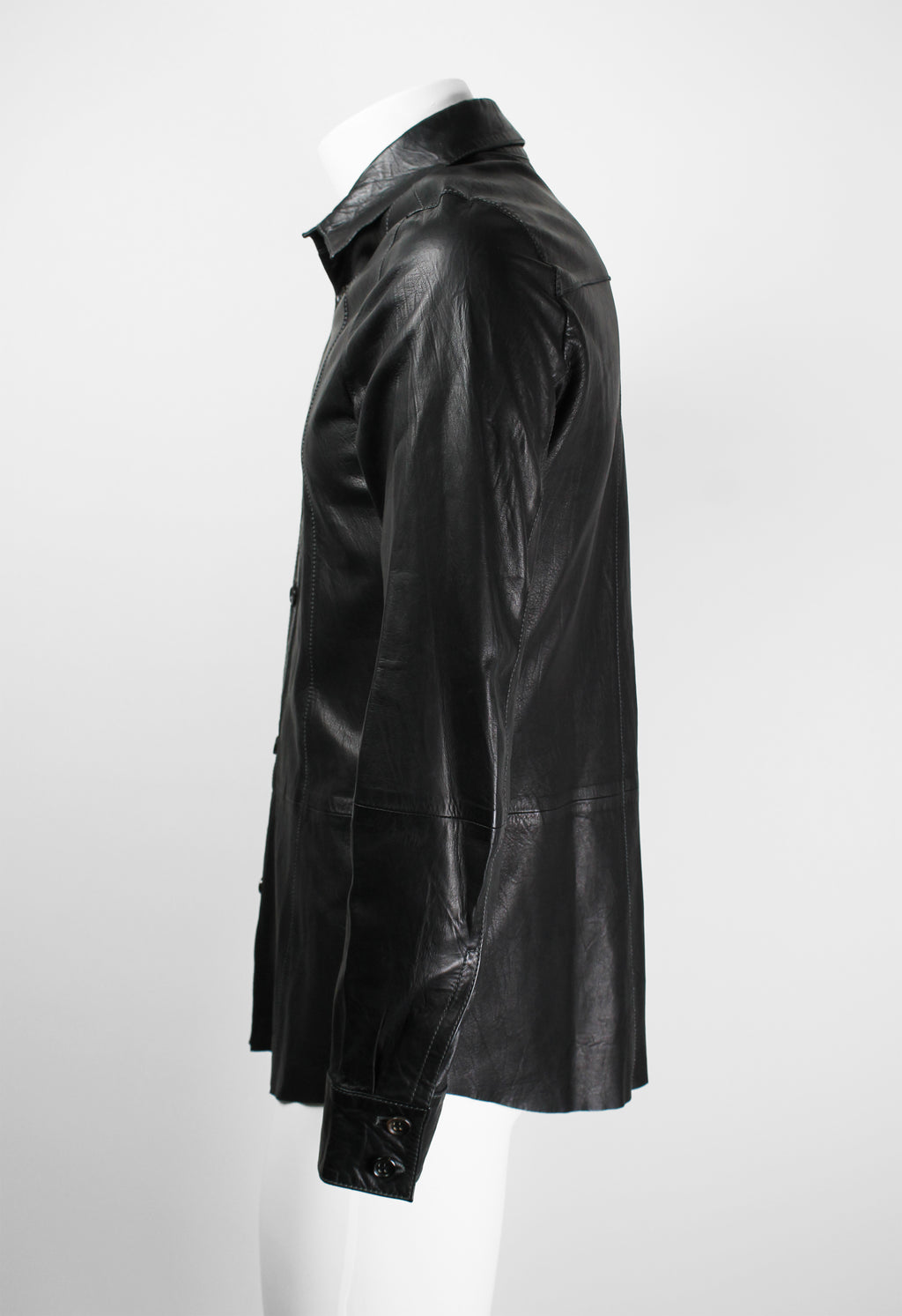 JIL SANDER BLACK LEATHER SHIRT