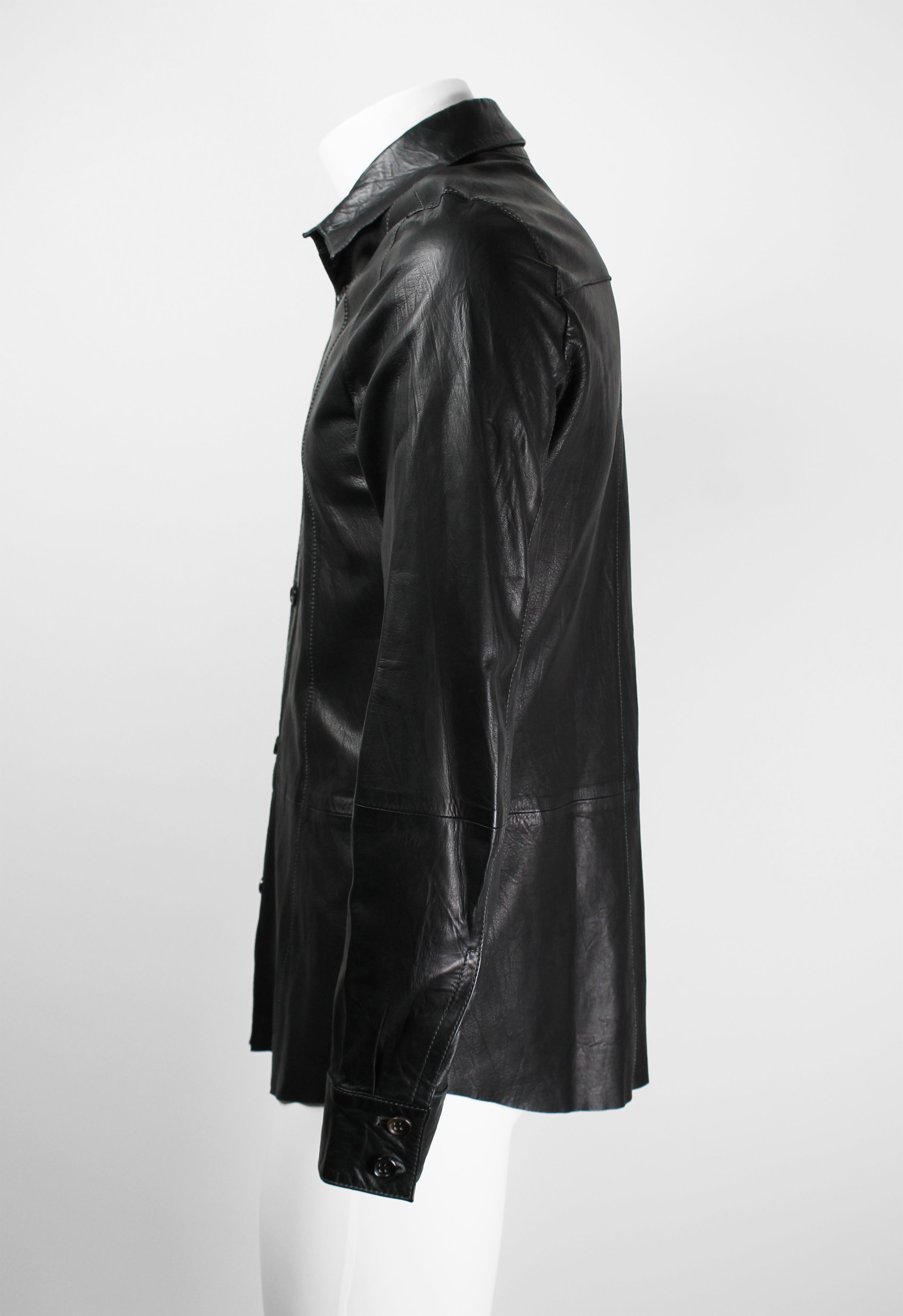 JIL SANDER BLACK LEATHER SHIRT