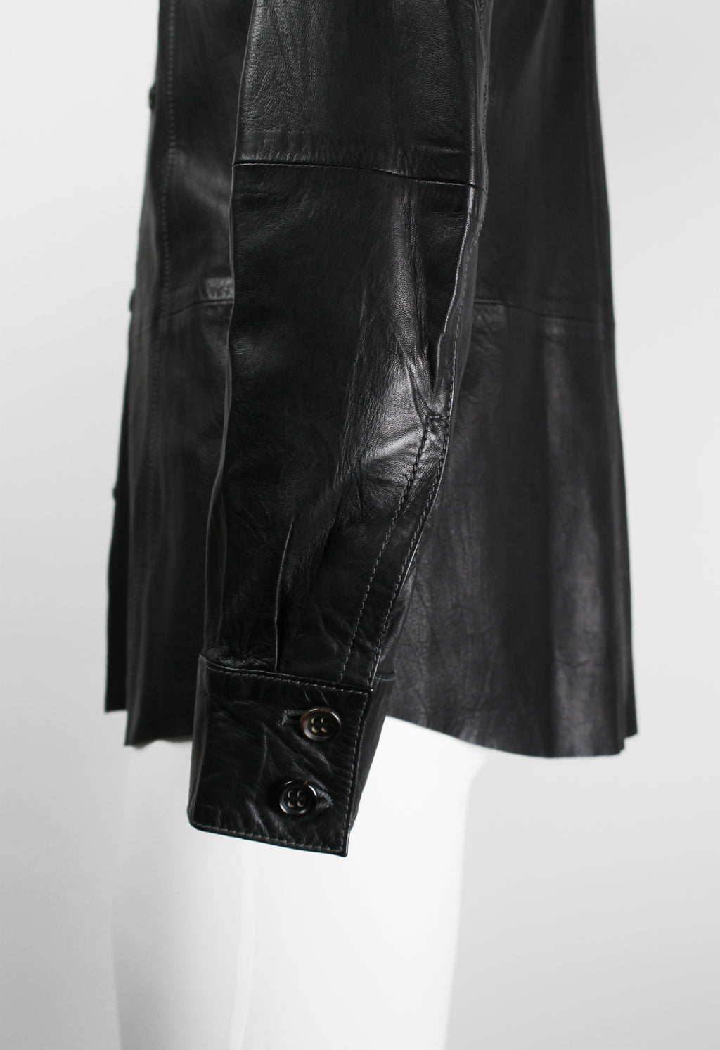 JIL SANDER BLACK LEATHER SHIRT