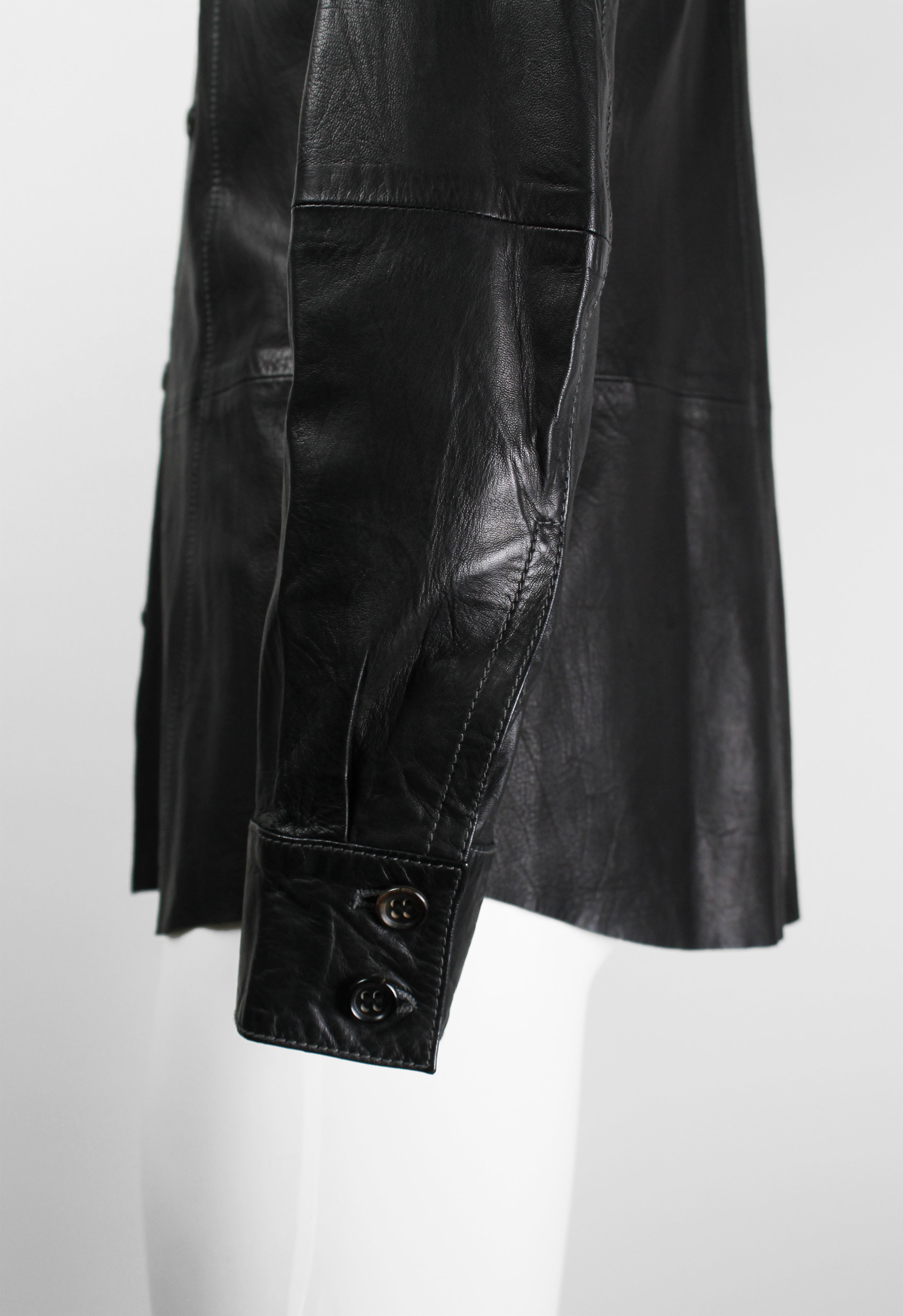 JIL SANDER BLACK LEATHER SHIRT
