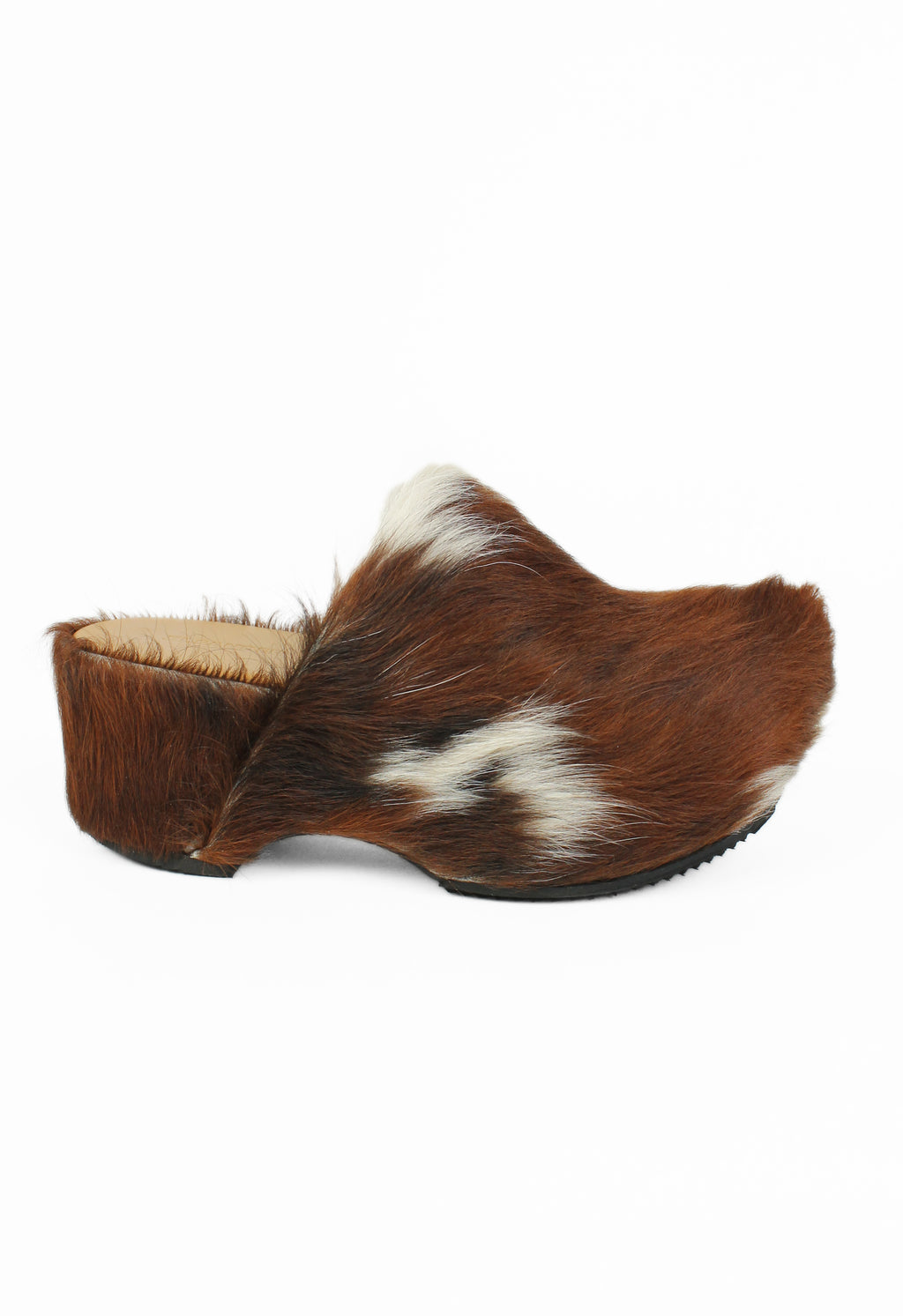 JIL SANDER PRE-FALL 2019 CALF HAIR CLOGS