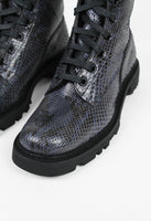 JIL SANDER SS 2012 BLUE PYTHON COMBAT BOOTS