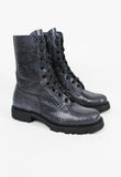 JIL SANDER SS 2012 BLUE PYTHON COMBAT BOOTS