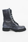 JIL SANDER SS 2012 BLUE PYTHON COMBAT BOOTS