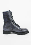 JIL SANDER SS 2012 BLUE PYTHON COMBAT BOOTS