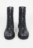 JIL SANDER SS 2012 BLUE PYTHON COMBAT BOOTS