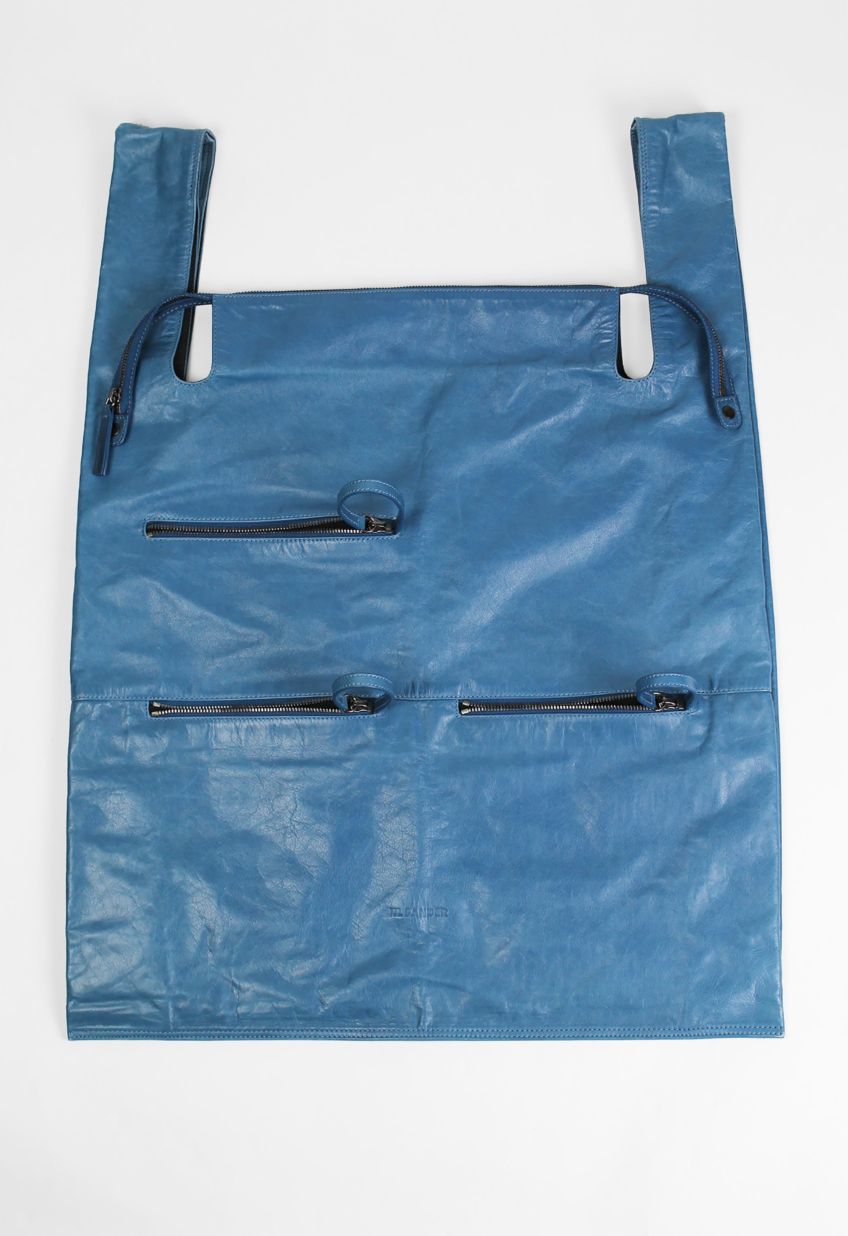 JIL SANDER SS 2012 XL BLUE LEATHER SHOPPER TOTE BAG – THE 543
