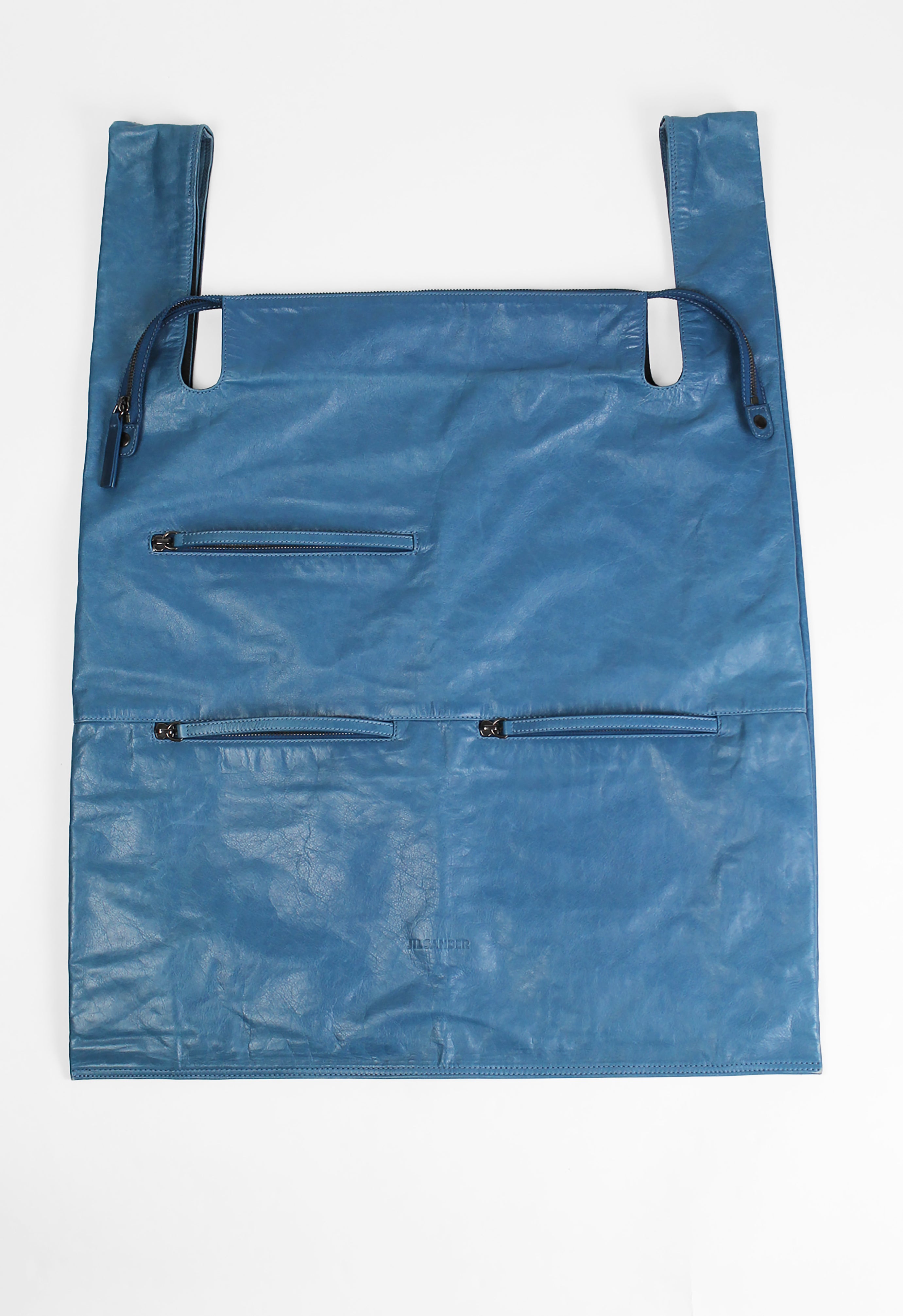 JIL SANDER SS 2012 XL BLUE LEATHER SHOPPER TOTE BAG – THE 543