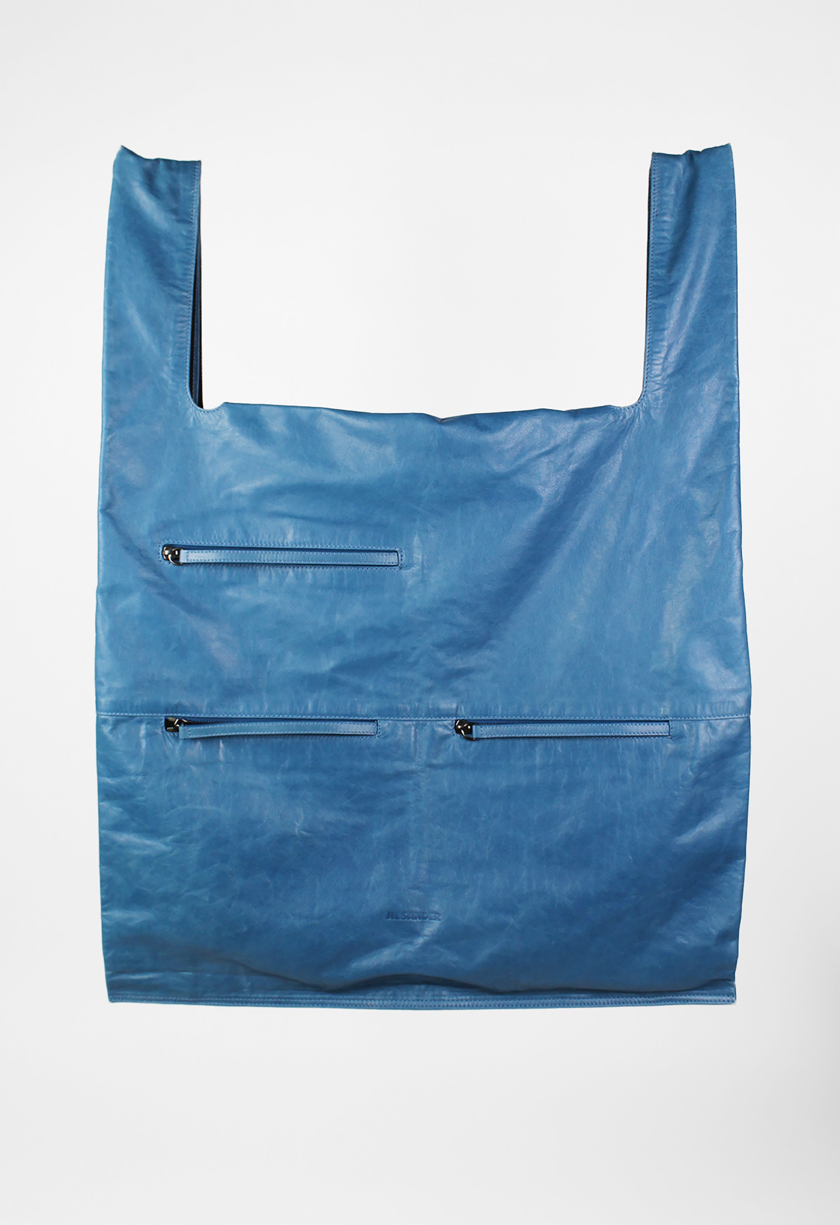 JIL SANDER SS 2012 XL BLUE LEATHER SHOPPER TOTE BAG – THE 543