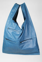 JIL SANDER SS 2012 XL BLUE LEATHER SHOPPER TOTE BAG