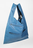 JIL SANDER SS 2012 XL BLUE LEATHER SHOPPER TOTE BAG