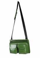 JIL SANDER GREEN LEATHER MULTI-POCKET CROSSBODY BAG