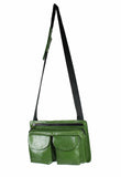 JIL SANDER GREEN LEATHER MULTI-POCKET CROSSBODY BAG