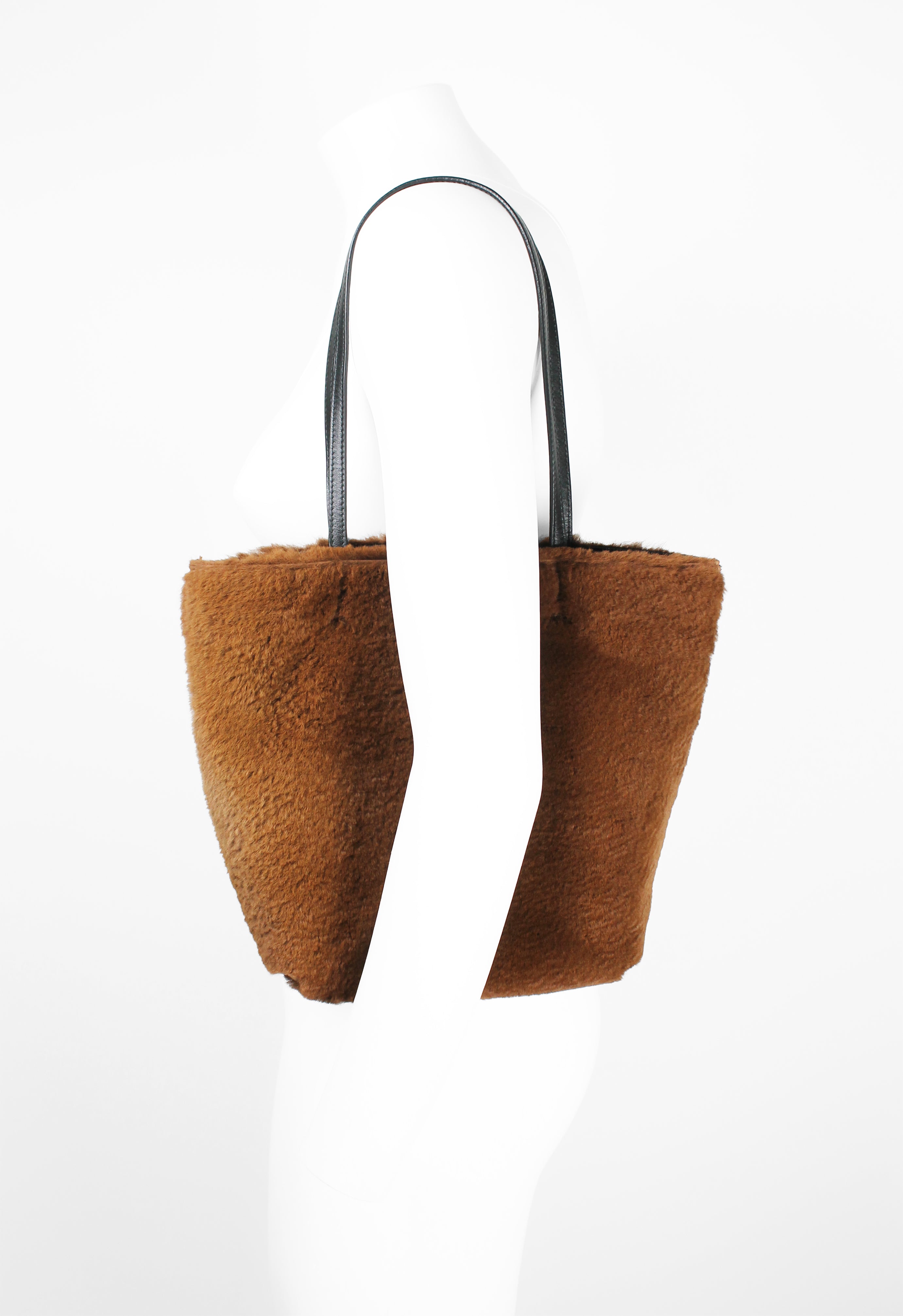 JIL SANDER BROWN SHEARLING SHOULDER BAG