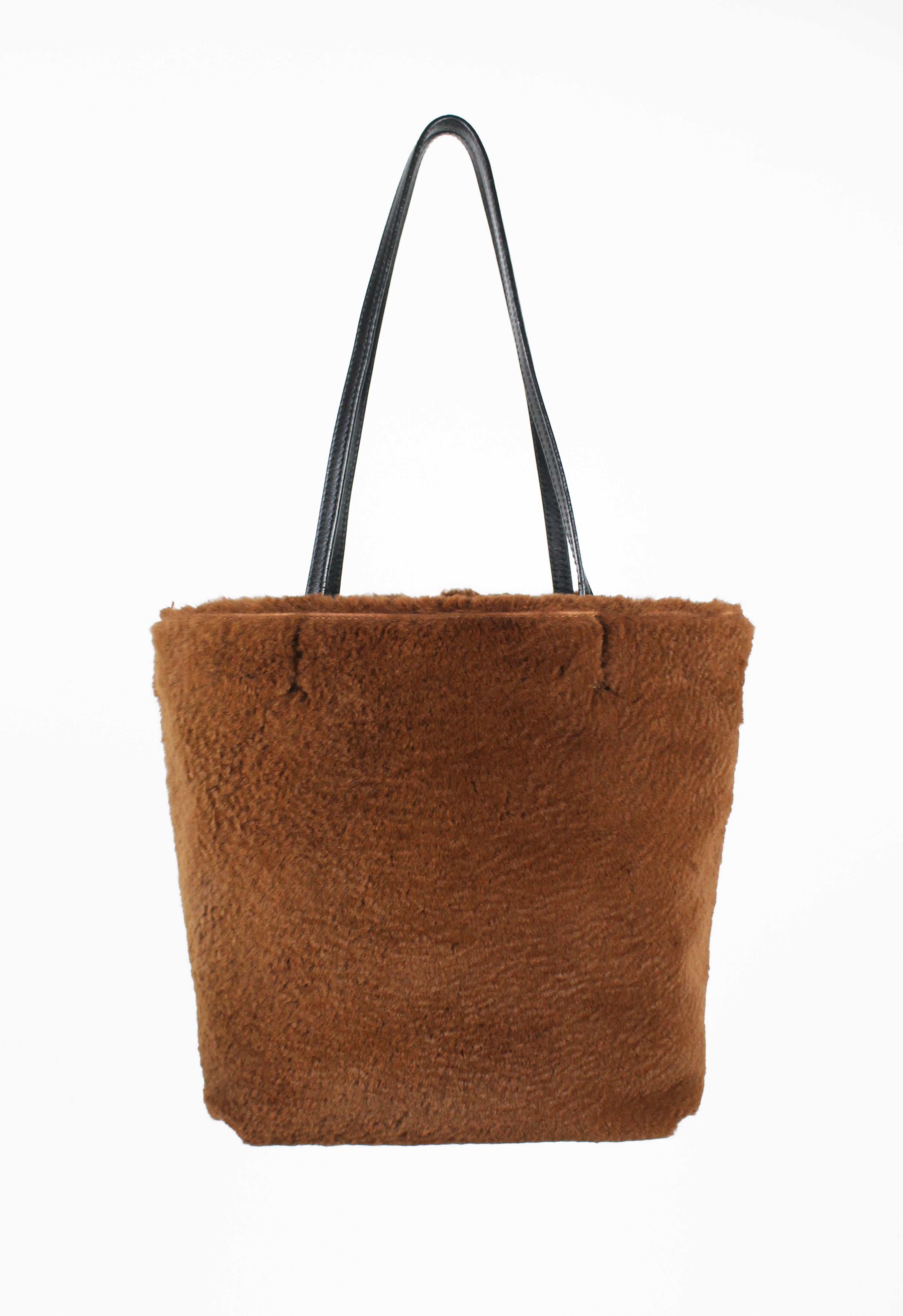 JIL SANDER BROWN SHEARLING SHOULDER BAG