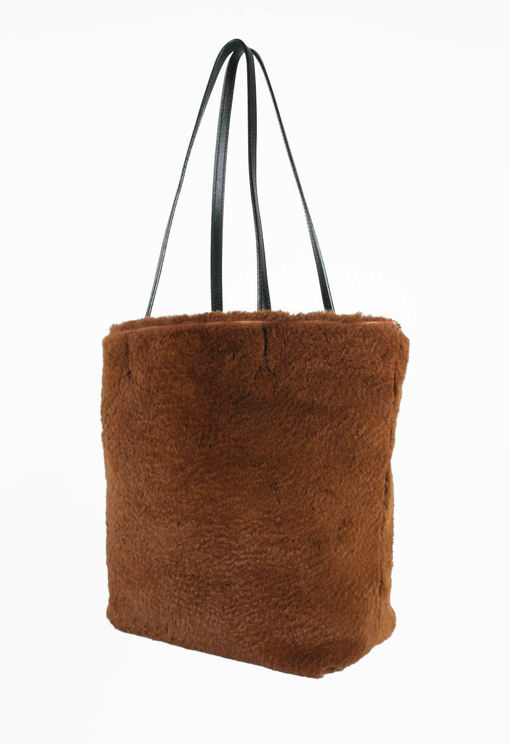 JIL SANDER BROWN SHEARLING SHOULDER BAG