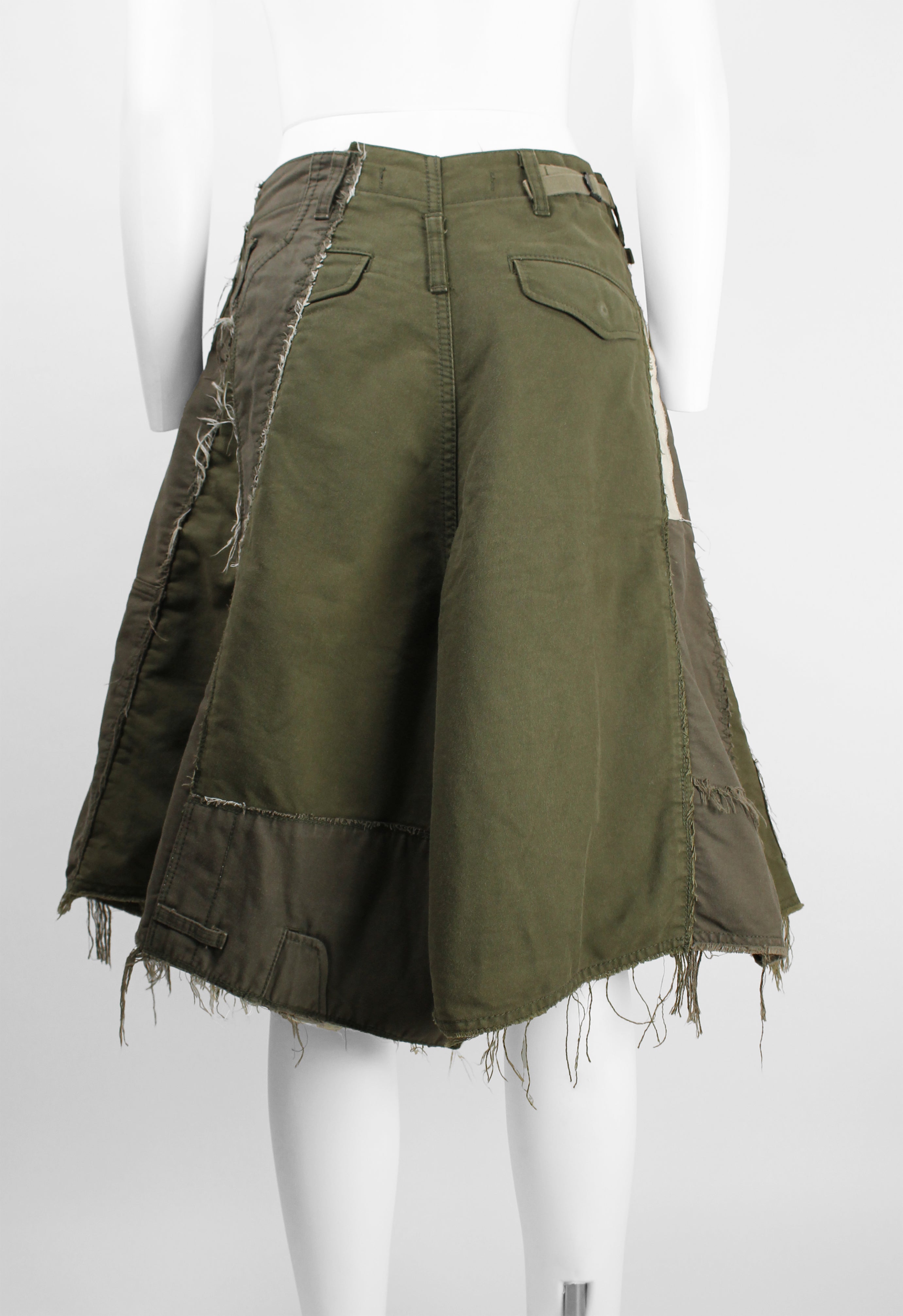 【JUNYA WATANABE】2006年オリーブ解体レース変形 フレアスカート JUNYA WATANABE FW 2006 RECONSTRUCTED MILITARY PATCHWORK